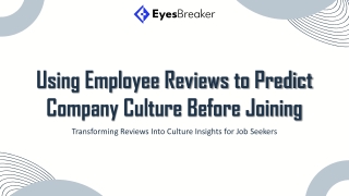 Using Employee Reviews to Predict Company Culture Before Joining