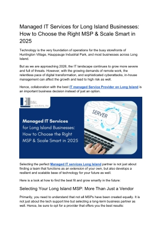 Managed IT Services for Long Island Businesses_ How to Choose the Right MSP & Scale Smart in 2025