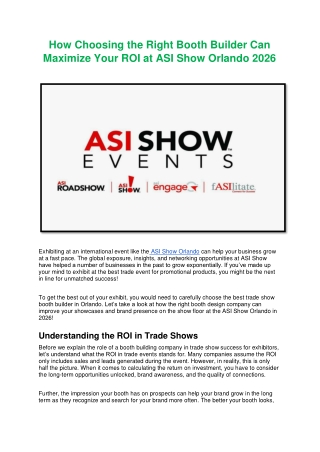 How Choosing the Right Booth Builder Can Maximize Your ROI at ASI Show Orlando 2026