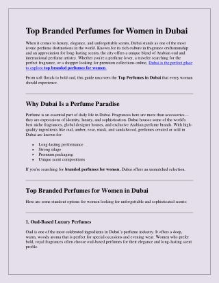 Top Branded Perfumes for Women in Dubai