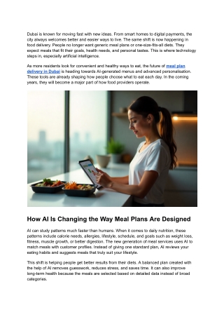 The Future of Meal Plan Delivery in Dubai: AI-Designed Menus and Smart Personali