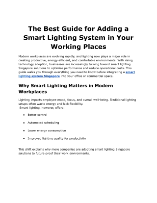 The Best Guide for Adding a Smart Lighting System in Your Working Places