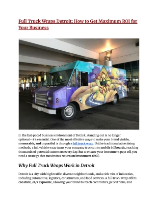Full Truck Wraps Detroit: How to Get Maximum ROI for Your Business