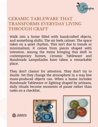 Ceramic Tableware That Transforms Everyday Living Through Craft