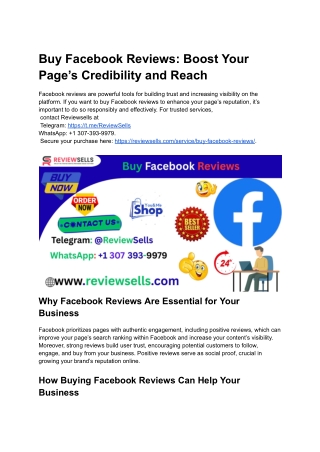 Buy Facebook Reviews_ Boost Your Page’s Credibility and Reach