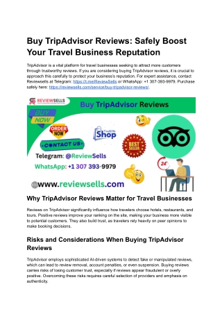 Buy TripAdvisor Reviews_ Safely Boost Your Travel Business Reputation