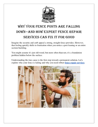 Why Your Fence Posts Are Falling Down And How Expert Fence Repair Services Can Fix It for Good