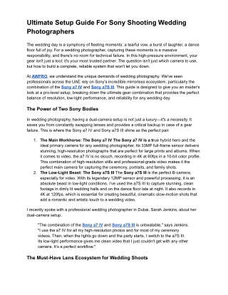 Ultimate Setup Guide For Sony Shooting Wedding Photographers