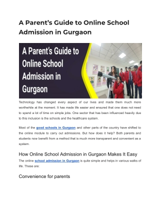 A Parent’s Guide to Online School Admission in Gurgaon