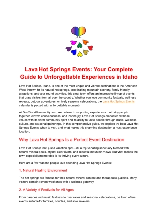 Lava Hot Springs Events: Your Complete Guide to Unforgettable Experiences in Ida