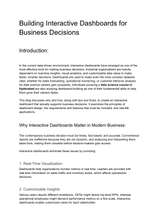 Building Interactive Dashboards for Business Decisions