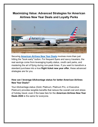 American Airlines New Year Deals -  1-833-543-2021