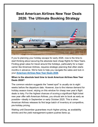 Best American Airlines New Year Deals 2026  1-833-543-2021