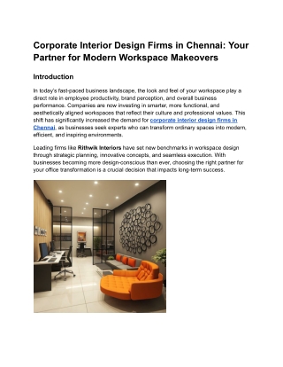 Corporate Interior Design Firms in Chennai_ Your Partner for Modern Workspace Makeovers