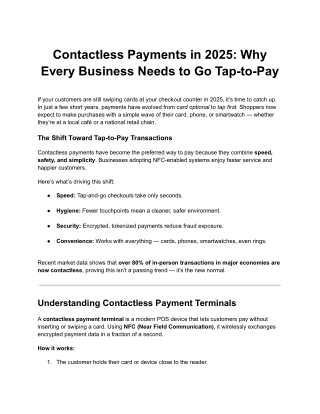 Contactless Payments in 2025 ,Why Every Business Needs to Go Tap-to-Pay