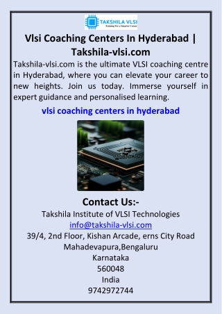 Vlsi Coaching Centers In Hyderabad  Takshila-vlsi.com