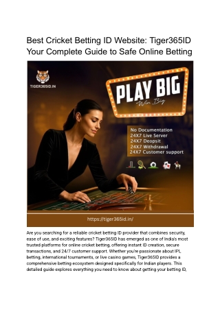 Best Cricket Betting ID Website_ Tiger365ID Your Complete Guide to Safe Online Betting