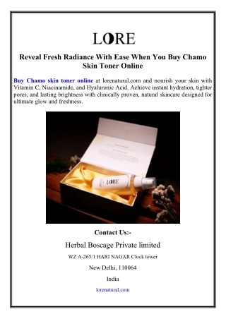 Reveal Fresh Radiance With Ease When You Buy Chamo Skin Toner Online