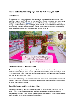 How to Match Your Wedding Style with the Perfect Kalyani Hall