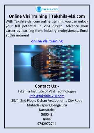 Online Vlsi Training  Takshila-vlsi.com
