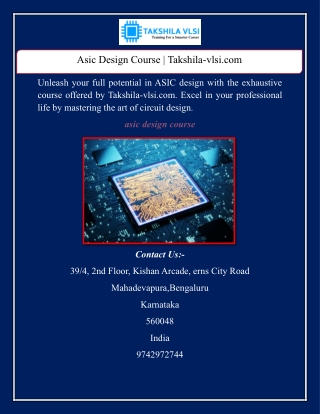 Asic Design Course | Takshila-vlsi.com