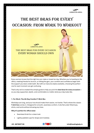 The Best Bras for Every Occasion: From Work to Workout