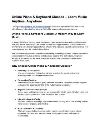 Online Piano & Keyboard Classes – Learn Music Anytime, Anywhere