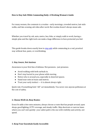 How to Stay Safe While Commuting Daily A Working Woman’s Guide