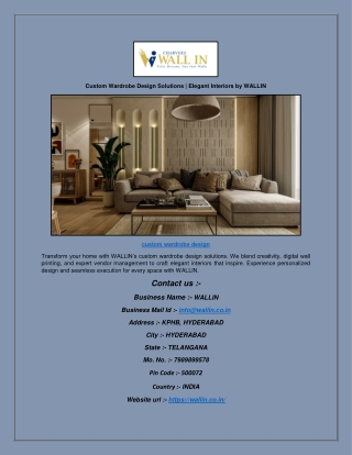 Custom Wardrobe Design Solutions | Elegant Interiors by WALLIN