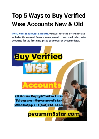 Top 5 Sites to Buy Verified Wise Accounts 100% ...