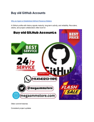 Best Buy old GitHub Accounts.Megasmmstore 2025