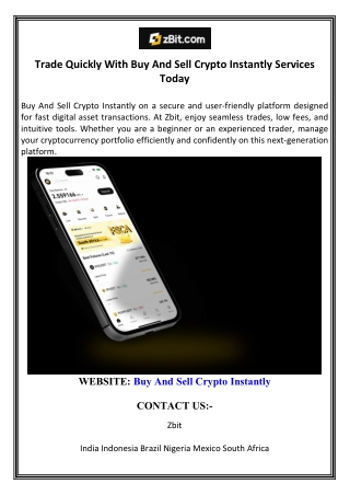 Trade Quickly With Buy And Sell Crypto Instantly Services Today