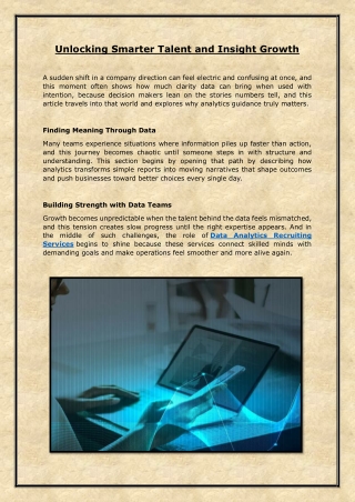 Unlocking Smarter Talent and Insight Growth