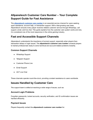 Allpanelexch Customer Care Number – Your Complete Support Guide for Fast Assistance