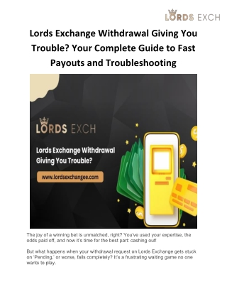 Lords Exchange Withdrawal Giving You Trouble