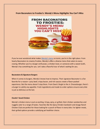 From Baconators to Frosties’s: Wendy’s Menu Highlights You Can’t Miss