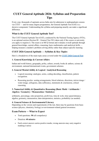 CUET General Aptitude 2026: Syllabus and Preparation Tips
