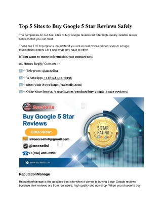 Top 5 Sites to Buy Google 5 Star Reviews Safely