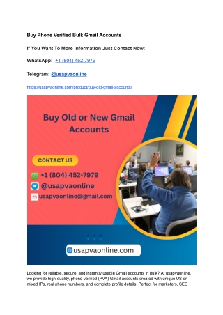Buy Phone Verified Bulk Gmail Accounts