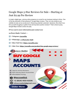 Google Maps 5-Star Reviews for Sale — Starting at Just $2