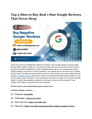 Top 5 Sites to Buy Real 1-Star Google Reviews That Never Drop