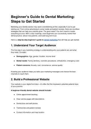 Beginner’s Guide to Dental Marketing Steps to Get Started