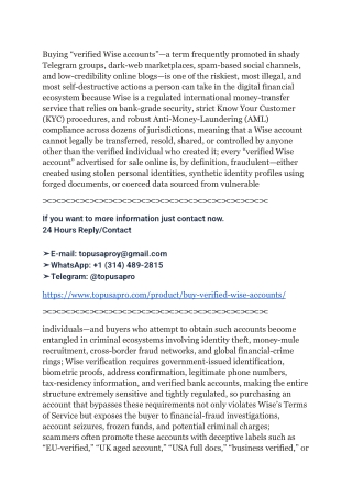 Buying “verified Wise accounts”—a term frequently promoted
