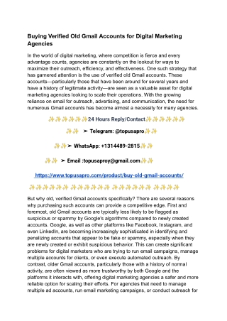 Buying Verified Old Gmail Accounts for Digital Marketing Agencies