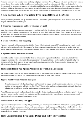 LeoVegas Free Spins Explained: How They Work and Which Type Fits Your Playstyle