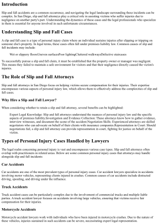 Exploring the Legal Landscape of Slip and Fall Attorneys in San Diego