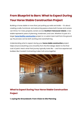 From Blueprint to Barn: What to Expect During Your Horse Stable Construction Pro