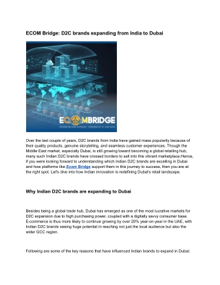 Ecom Bridge_ Best D2C Brands Expanding from India to Dubai