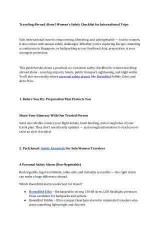 Traveling Abroad Alone Women’s Safety Checklist for International Trips