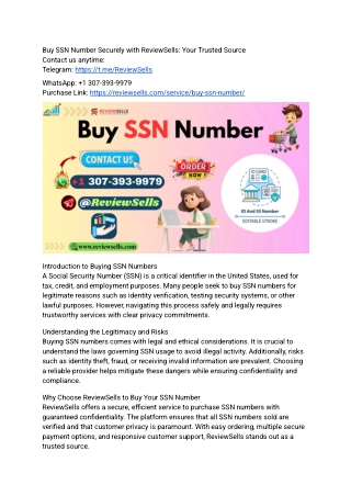 Buy SSN Number Securely - Trusted Service by ReviewSells